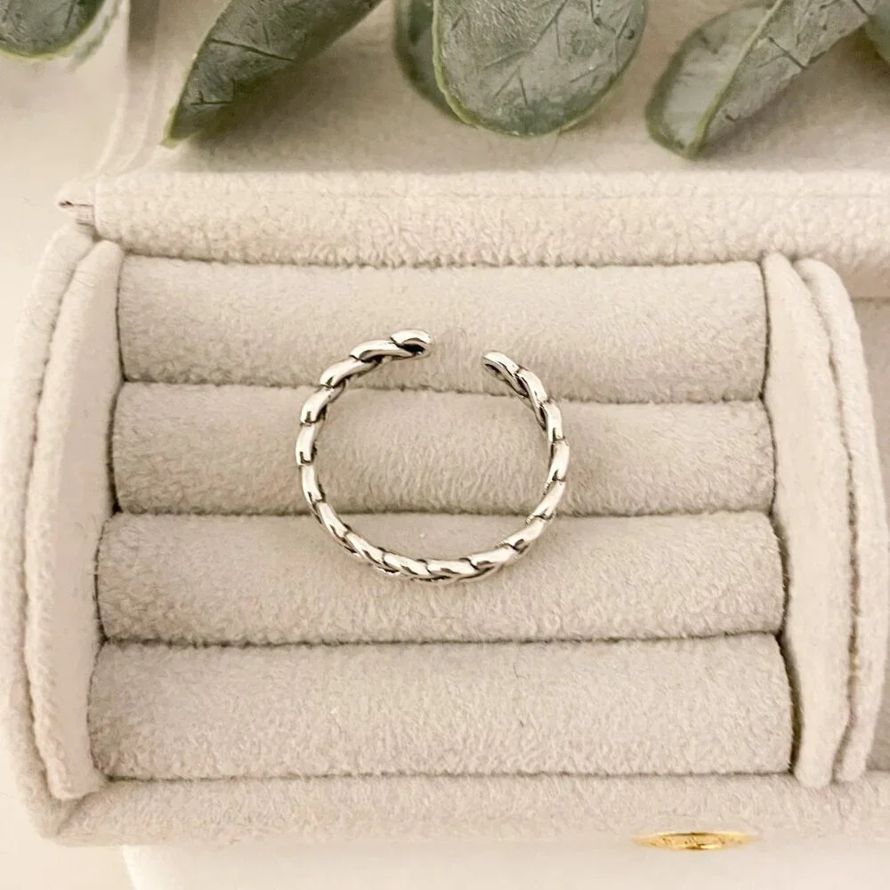 925 Sterling Silver Minimalist Ring Thin Chain Link Ring Dainty Ring - Picture 4 of 6